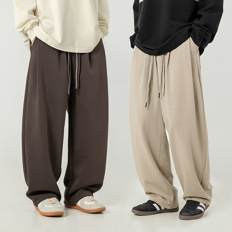 Draped Casual Long Pants With Double Drawstrings
